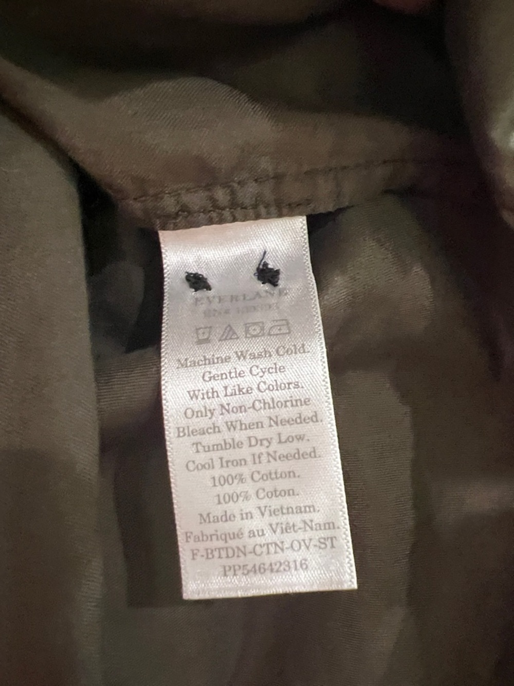 Everlane 100% Cotton Classic Button‑Down Shirt – Olive – Size 2 - Picture 3 of 4